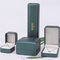 Han Hong New Custom Logo Schmuck Verpackung Box Grüne Leder Schmuckschatulle Quadrat Ohrringe Halskette Schmuck Ringbox1