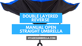 Double Layered Reverse Manual Open Straight Umbrella