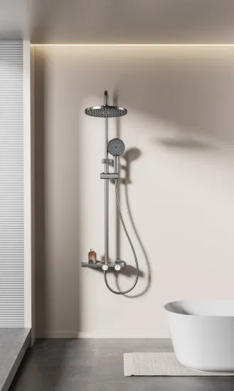 3012 New Space Aluminum Gray Three-Function Deluxe Knob Shower Set1