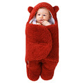 Songmai Cute Bear Newborn Swaddle Wrap Soft Plush Sherpa Lambs Wool Blanket1