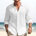2024 Summer Men's Solid Color Waffle Long Sleeved Shirt1