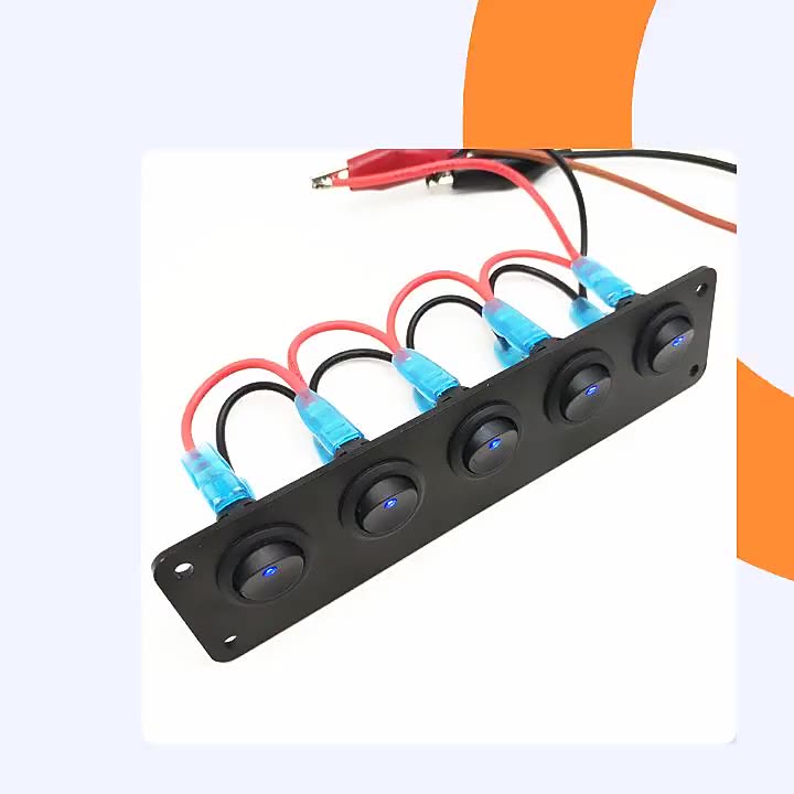 DC 12 V 3Gang 12V 20A Panel Sakelar Rocker Mounted Frame Round 3 Pin On/Off Blue LED Toggle Switch Panel1