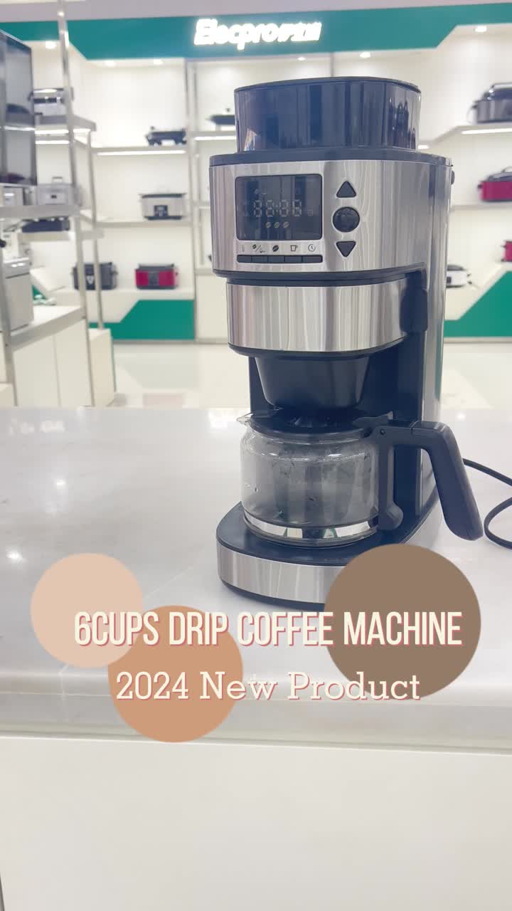 6 Cup brew Drip Coffee Maker with Grinder