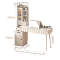 Tocador de estilo de crema francesa con bloqueo de huellas dactilares seguras reflejos integrados de espejo telescópico pequeña mesa de maquillaje de cabecera 1