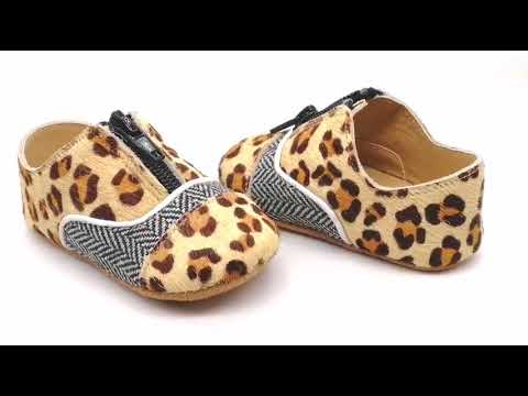 Mo Hair Leopard Soft Sole Baby Oxford Shoes