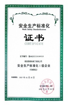 Safety Production Standardization Certificate