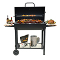 Outdoor Garden Trolley Barbecue Meat Barrel Drum Charcoal Bbq Smoker Grill With Side Table1