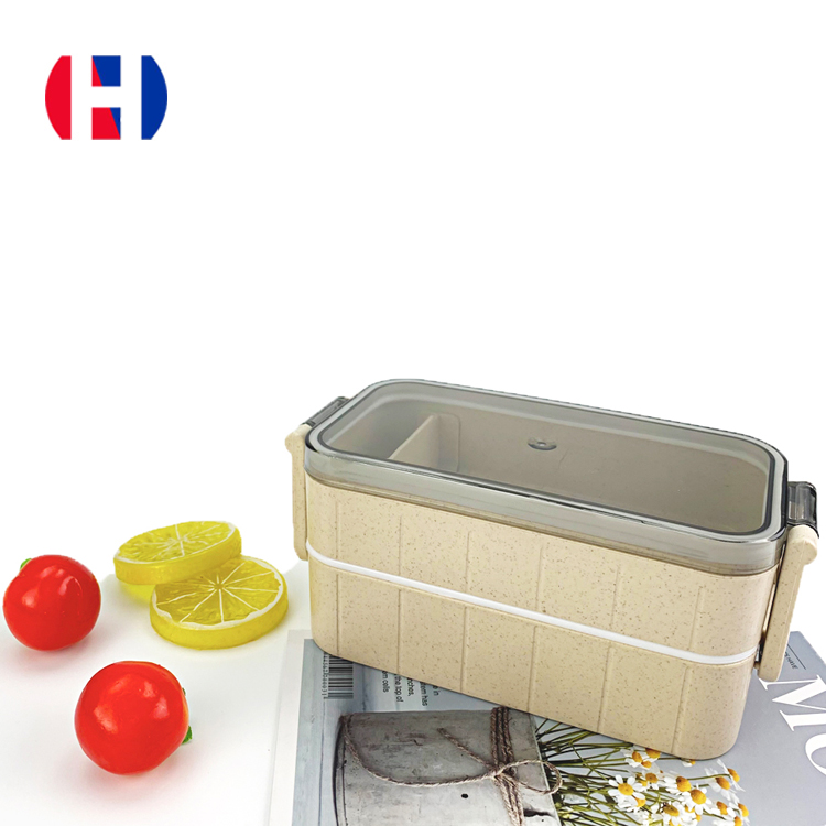 البلاستيك القابل لإعادة الاستخدام طبقة مزدوجة Bento Box Box Box Hoz Kitchenware Products 1