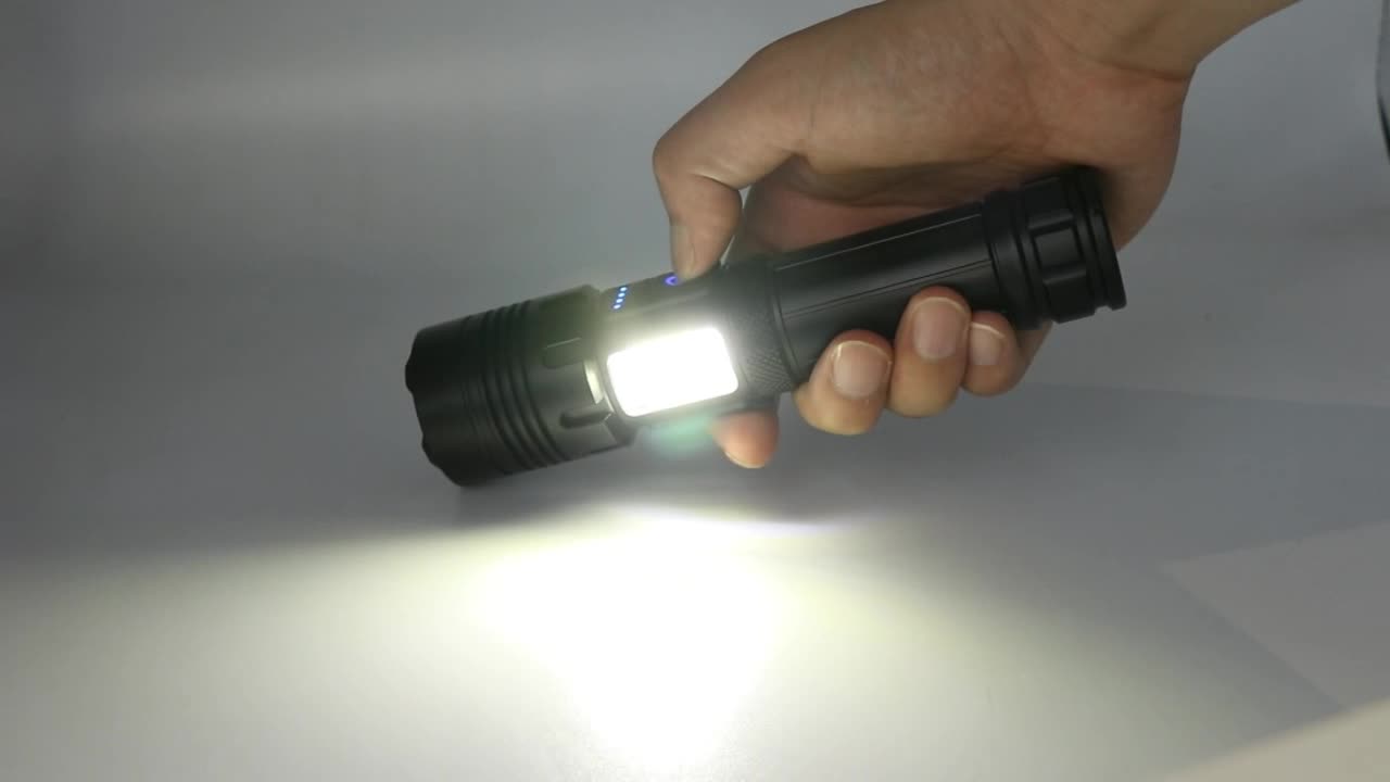 XHP70.2 Rechargeable Led Flashlight High 90000 Lumens Super Bright Zoomable Waterproof Side COB Flashlight1