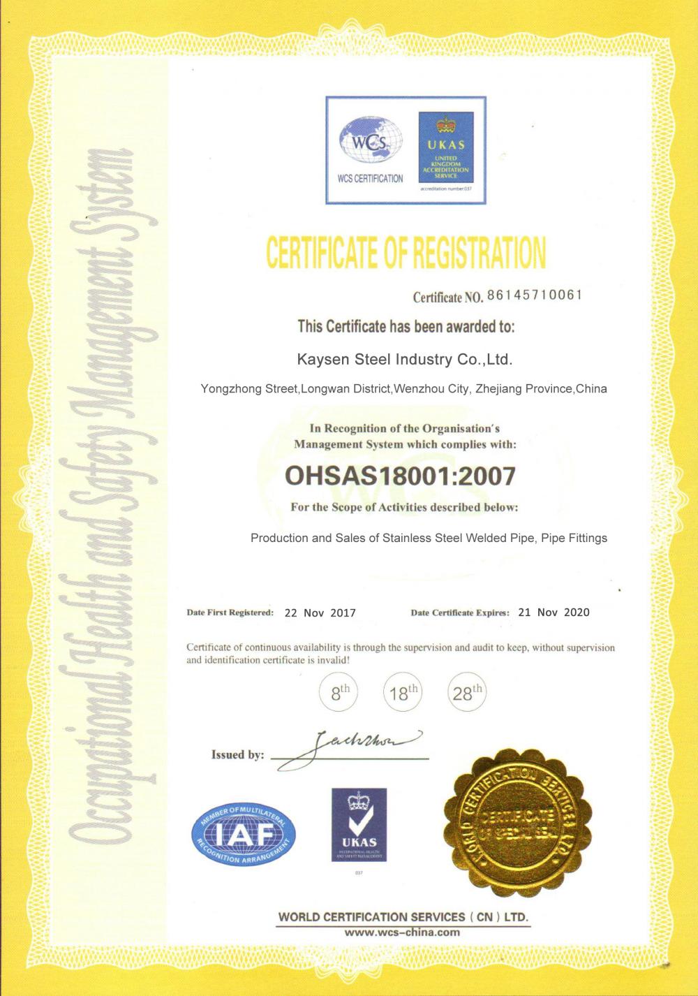 OHSAS/OHSMS 18001