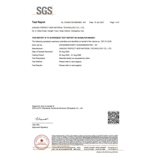 SPC FLOOR Heavy Metal Test(JIANGSU PERFECT NEW MATERIAL TECHNOLOGY CO., LTD.)