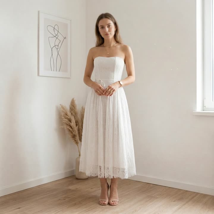 Anspruchsvolles Spitzenabendkleid im klassischen Stil
