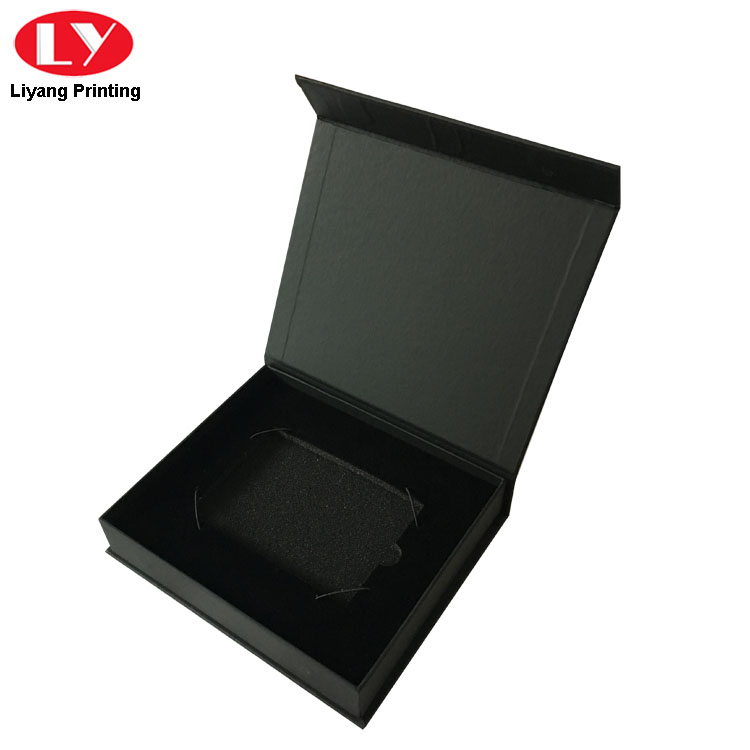 Black magnetic box with shiny logo