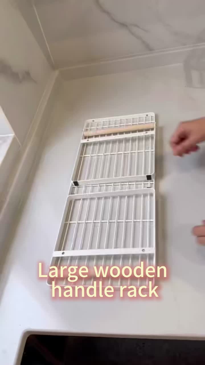 Rack grande com alça de madeira