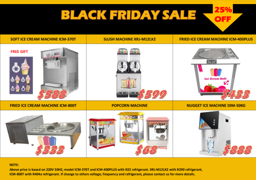 Black Friday Sale: Commercial Ice Cream Machines, Nugget Ice Machines, Fry Ice Cream Machines, Popcorn Makers en Slush Machines vanaf slechts $ 68!