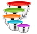 Colorful Round Premium Stainless Steel Serving Salad Bowl with Plastic Lids1