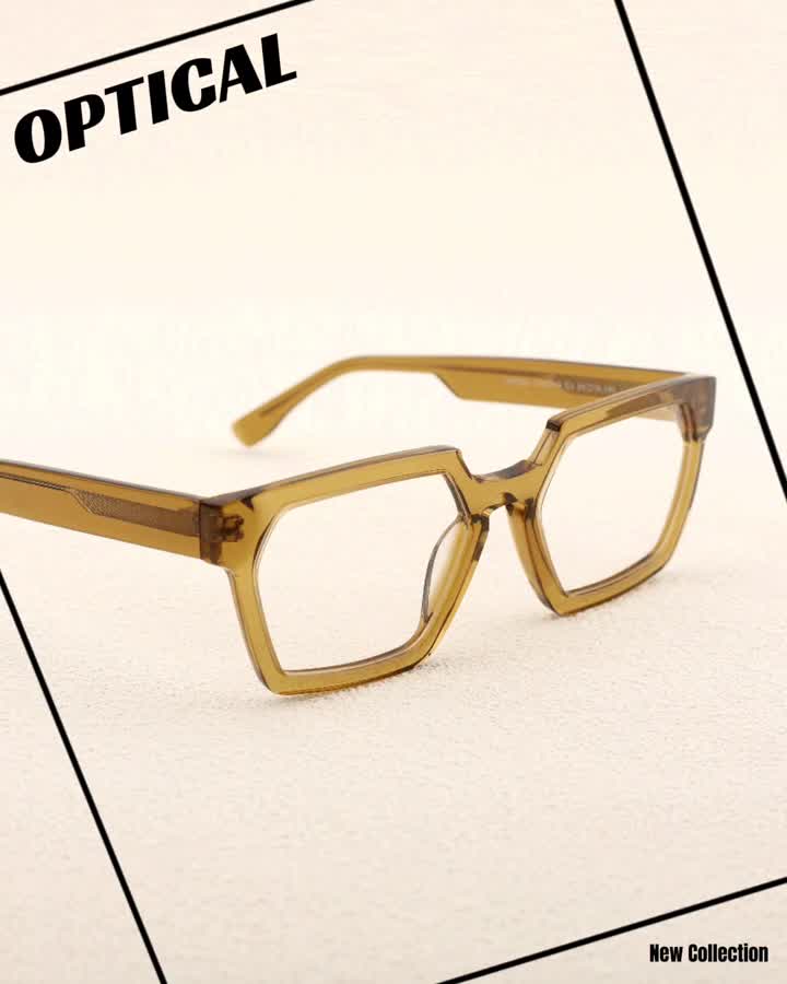 Frames ópticos masculinos de acetato quadrado irregular 23A31