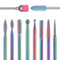 10 Pcs 3/32 Inch Acrylic Nail File Bits Rainbow Nail Burr Diamond Drill Bit Set1