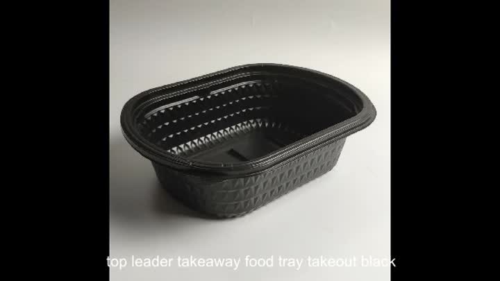 8-8 top leader takeaway food tray takeout black
