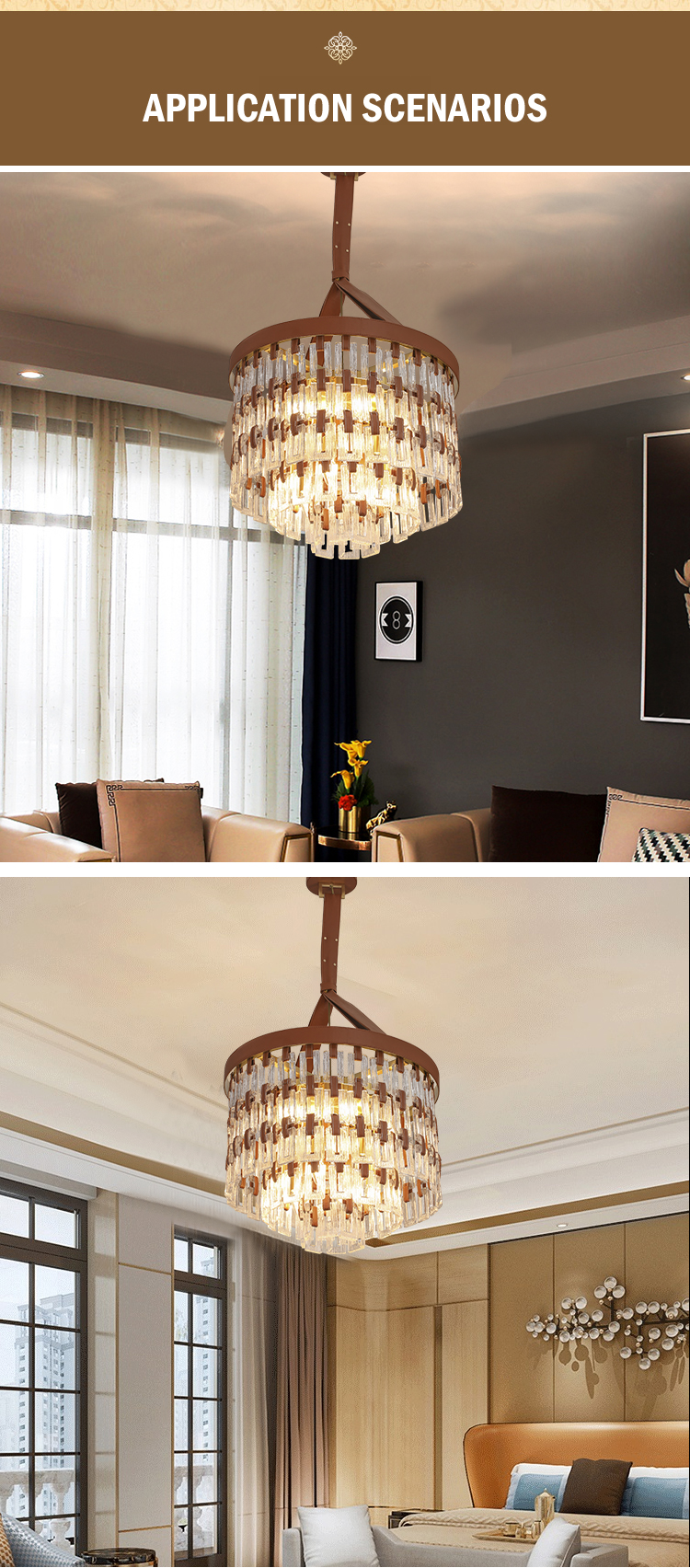 G-Lights Lámpara colgante de araña LED de acero inoxidable de cristal de hotel de sala de estar de lujo moderno
