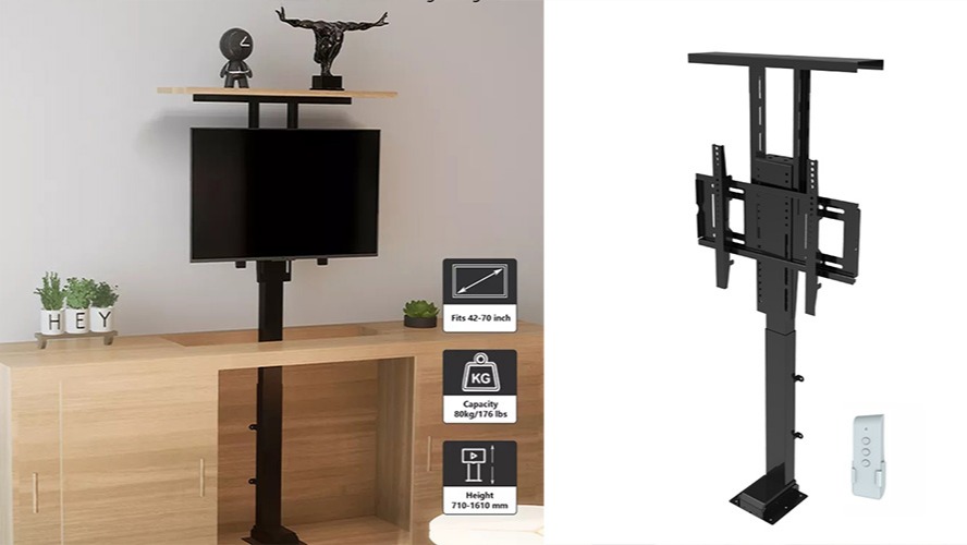 Altura ajustável tamanho grande movimento completo tv tv mount gabinet electric stand up cama para tv1