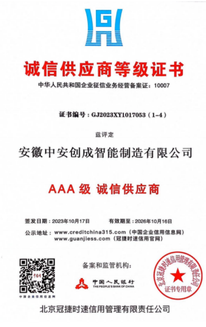 Certification of Honesty and Trustworthy Supplier Level