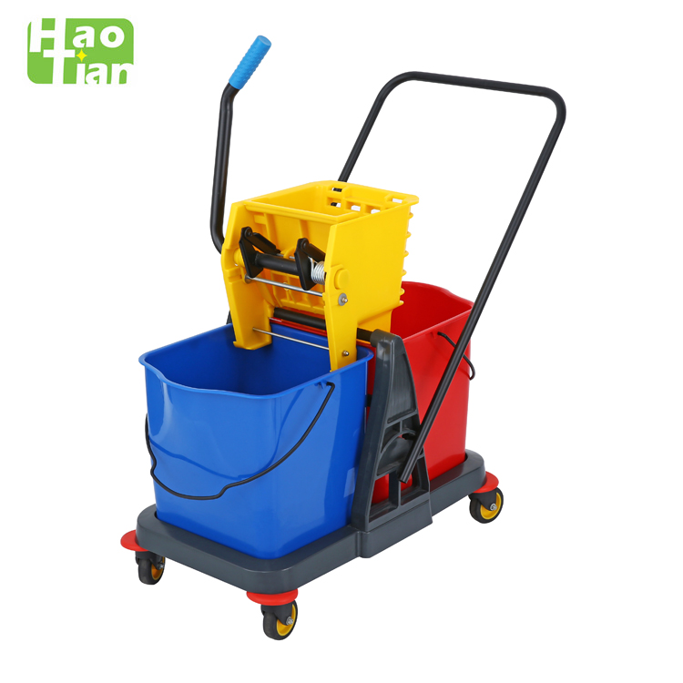 Limpeza do carrinho de carrinho Pressione o carrinho de carrinho de mop duplo MOP Bucket B-045a Hotel Hall Baldes azuis plásticos sustentáveis ​​100 peças1