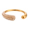 Europe and US Cross-Border Exclusive: Water Drop Shape Micro-Infused Ring with Stainless Steel, Gold Plating, and Pearl Jewelry1