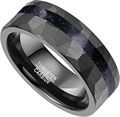 Black Plated Tungsten Carbide Men's Rings with Meteorite/Sandstone/Wood Inlay, 8mm Brushed Finish1