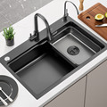 New Handmade Black Modern Undermount 304 Stainless Steel Single Bowl Kitchen Sink1