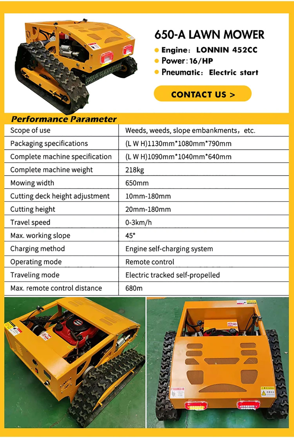 Gasoline Engine Crawler Remote Control Lawn Mower10