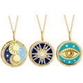 Stainless Steel 18k Gold Plated Enamel Tarot Card Pendant Necklace - Wholesale Fashion Jewelry1