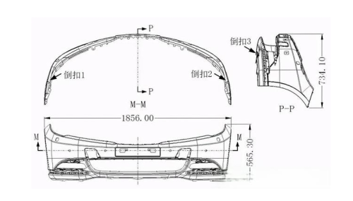 Diseño de un molde de inyección de pared de espesor grande para el parachoques delantero de un automóvil