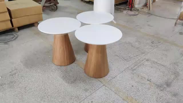 Design semplice tavolo rotondo bianco top mdf impiallacciatura tavolino centrale1