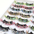 Luminous Colored Halloween Green Pink Glitter Glow Eyelashes - New D Curl UV Light Up Full Strip Wholesale1