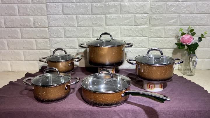 Set alat memasak keluli tahan karat 11pcs FH-SS230