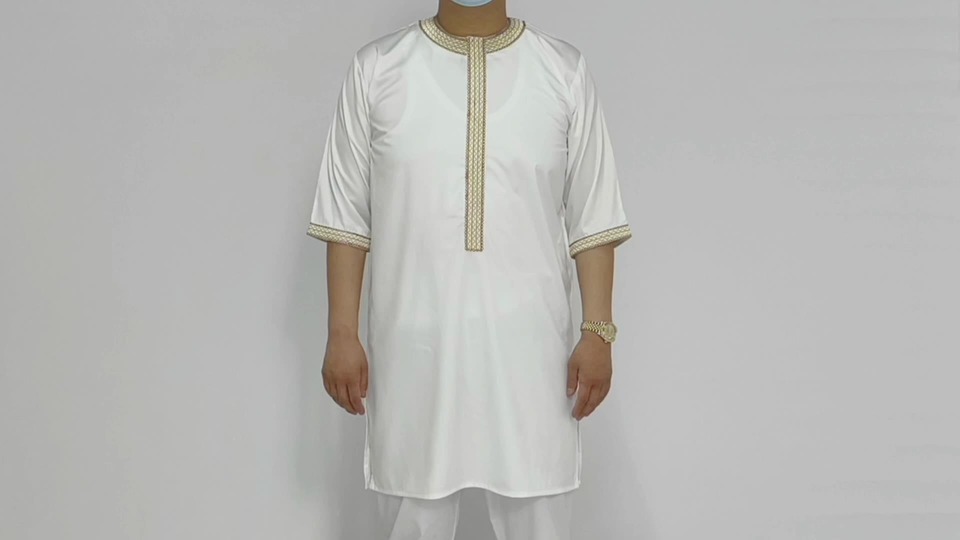Medio Oriente arabo alla veste da uomo religiosa in stile marocco ricamato Collar rotondo patchwork lungo la gonna maschile musulmana1