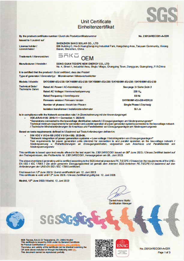 VDE Certificates