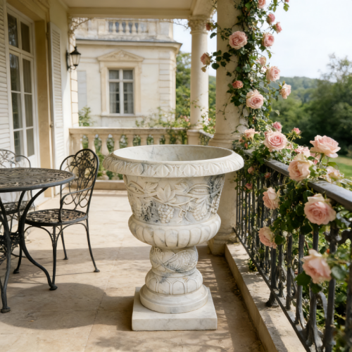 Classic Marble Planter on Terrace