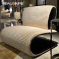 Creative modern design high-grade stainless steel fabric reception special-shaped curved chair terrace leisure chair1