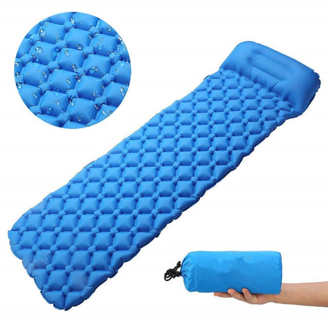 Almohadilla para dormir para acampar inflable con almohada