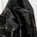 Black Water Ripple Faux Leather Jacket Fabric with Gradient Luster and Anti-Wrinkle Design1