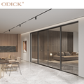 Odick Custom Living Room แคบอลูมิเนียมพาร์ติชั่นกระจกบานเลื่อนประตูประตู 1