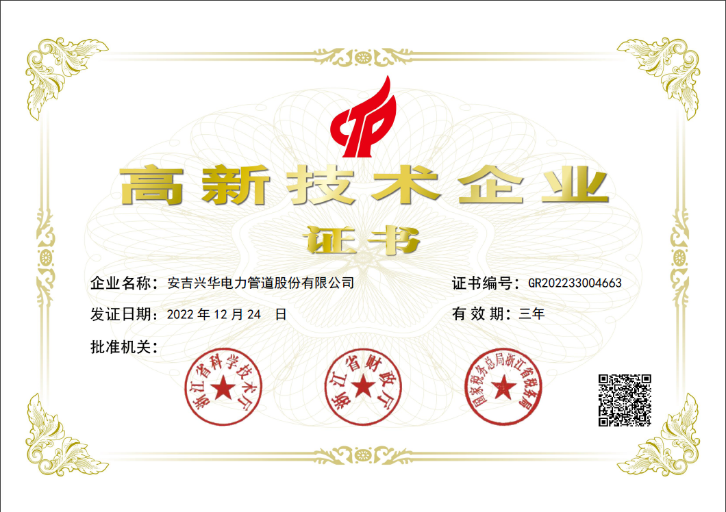 High tech Enterprise Certificate