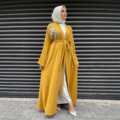 ست رمضان اپن عبای دو تکه دوزی دوزی لباس ژاکت کش باف پشمی شیک دبی با Inner1