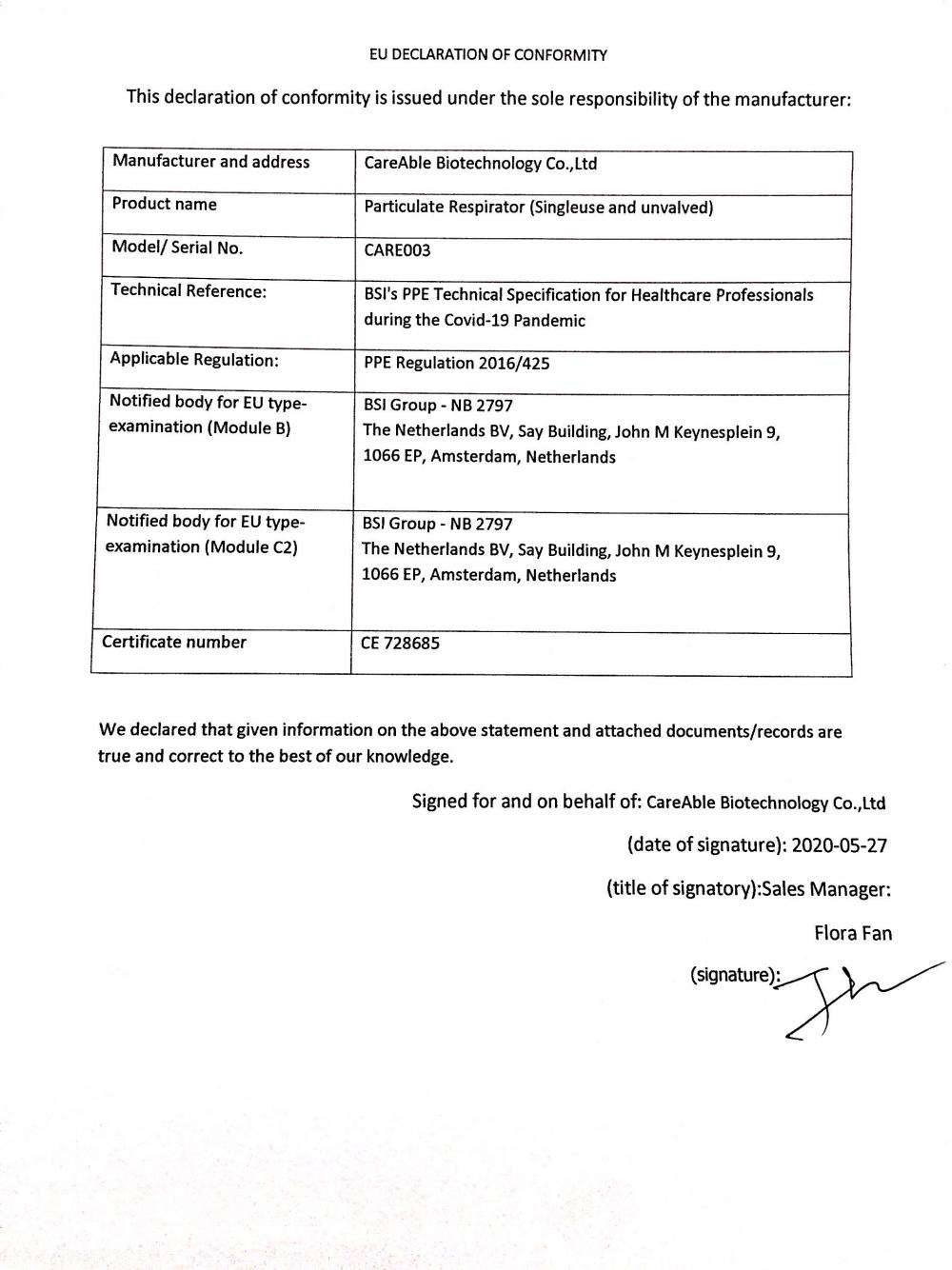 EU Declaration of Conformity