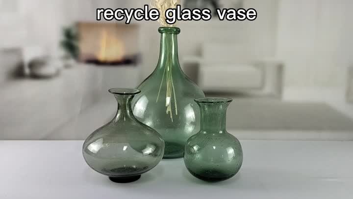 vase en verre à bulles recyclé