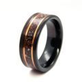 Meteorite and Galaxy Opal Hammered Black Tungsten Mens Wedding Ring1