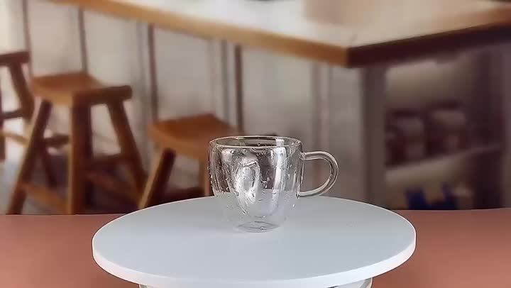 tasse de tasse de verre tulert à double mur avec poignée