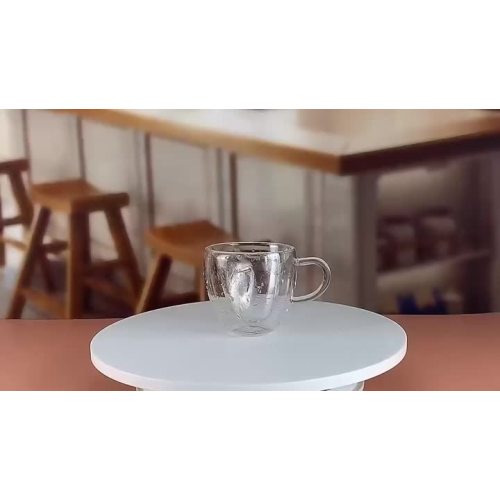 double wall tumbler glass mug cup with handle